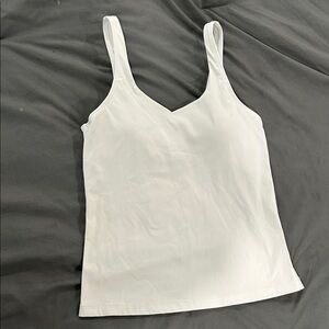 Pink Lily White Workout Tank w Built in Bra Not Cropped Medium
